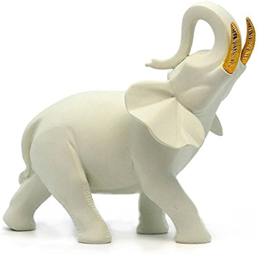 Elephant Plain White (Golden Tusks)