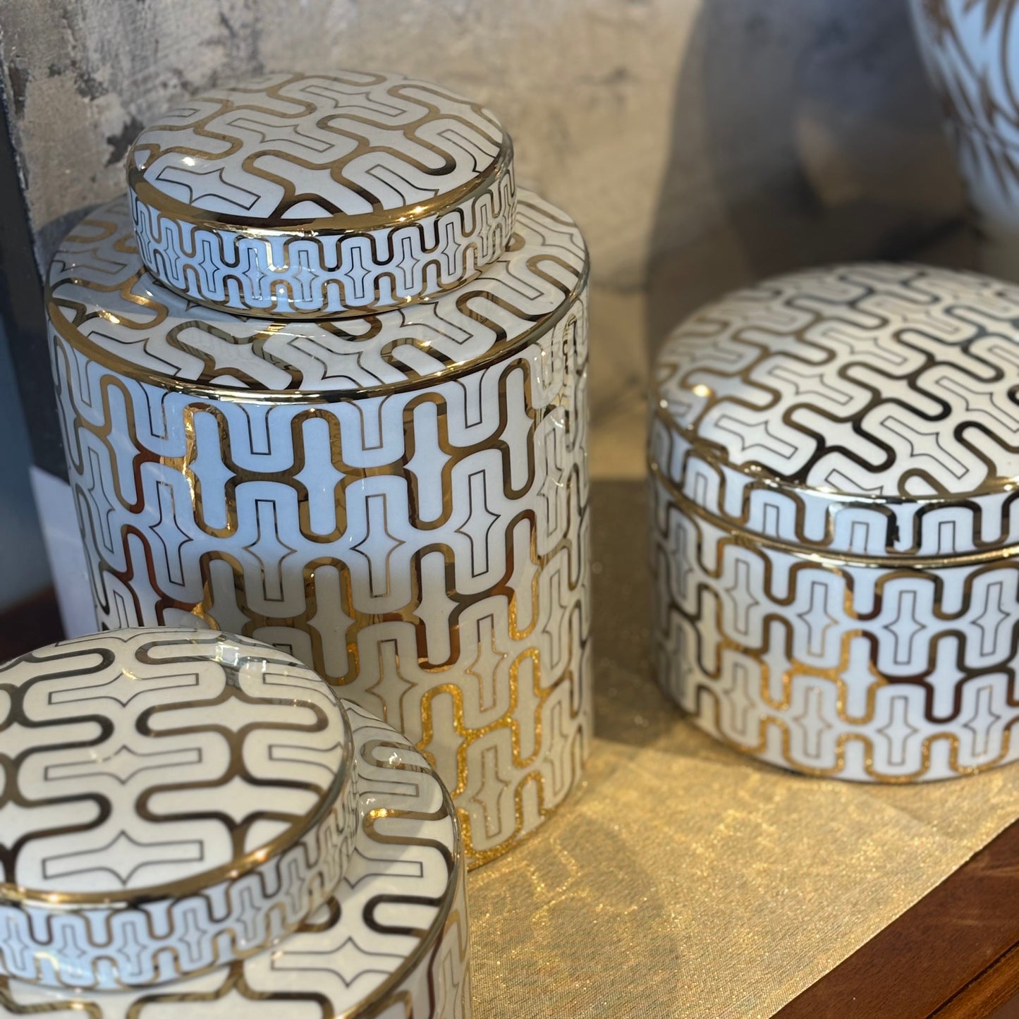 White & Gold Ceramic Jar