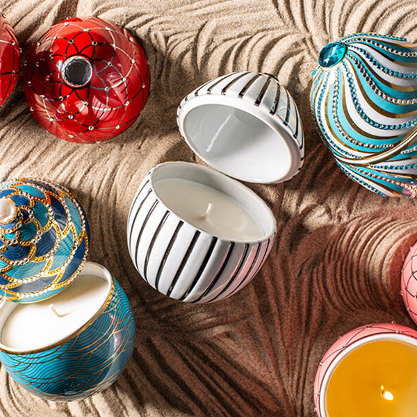 White Egg Black Line Candle