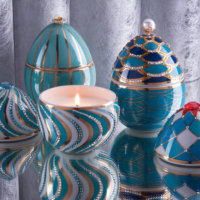 Turquoise Golden Candle