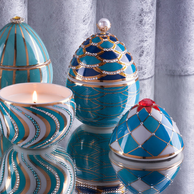 Harlequin Blue Candle