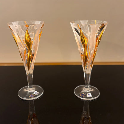 Set of 6 Bamboo Wine Glasses With Fond & Gold