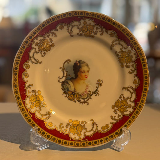 Limoges Porcelain Red Plate
