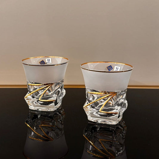 Set of 6 Dynamic Whisky Glasses With Gold & Mat