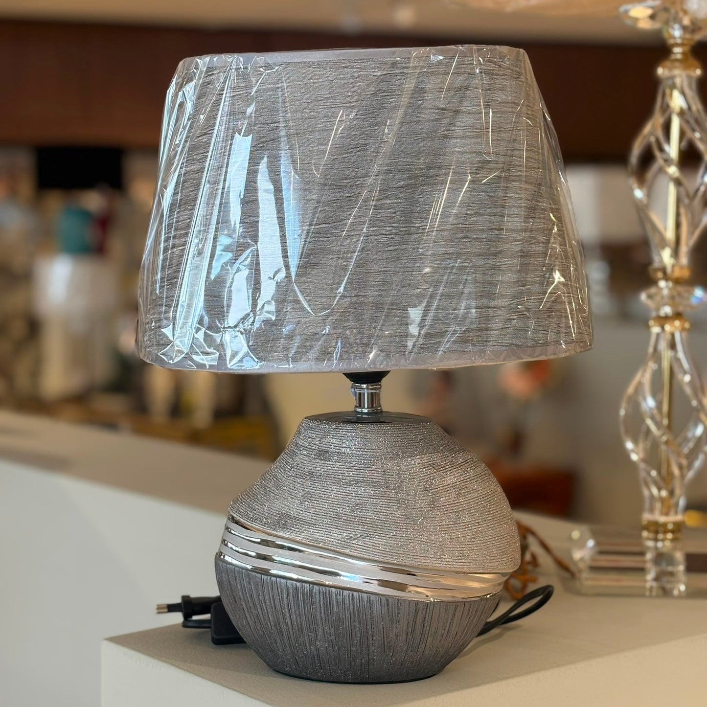 Ceramic Table Lamp - Silver
