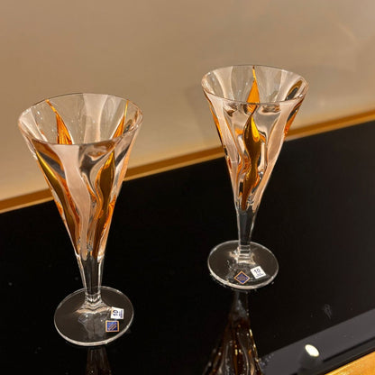 Set of 6 Bamboo Wine Glasses With Fond & Gold