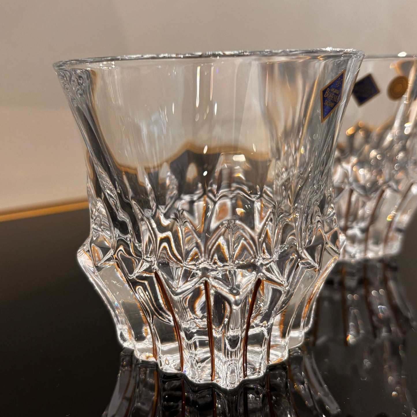 Set of 6 Prague Whisky Glasses With Gold Lines