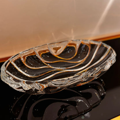 Bamboo Oval Bowl With Gold Lines