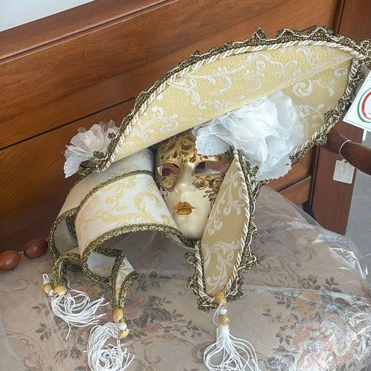 Venetian Mask Dama Cappello Ricci Piccola