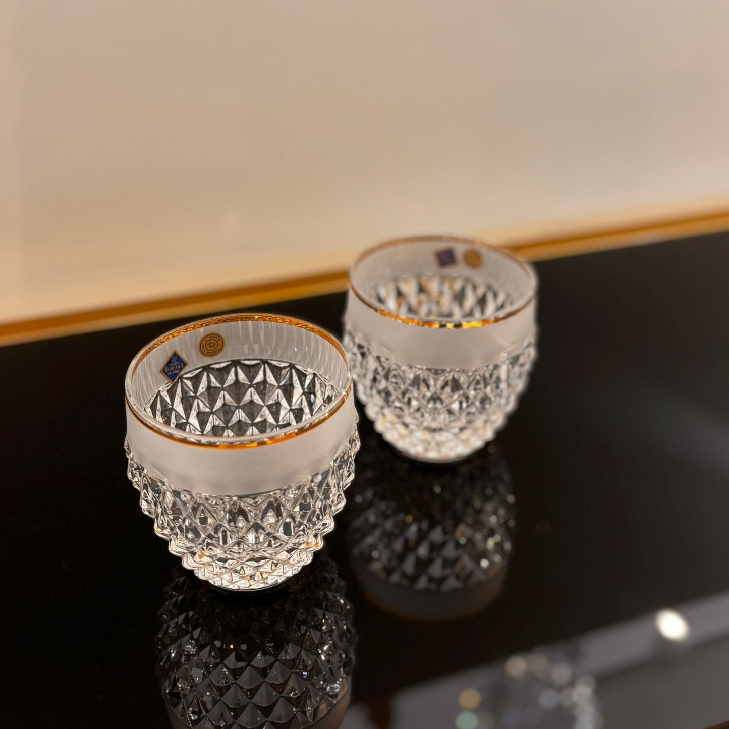 Set of 6 Chelsey Whisky Glasses With Gold & Mat