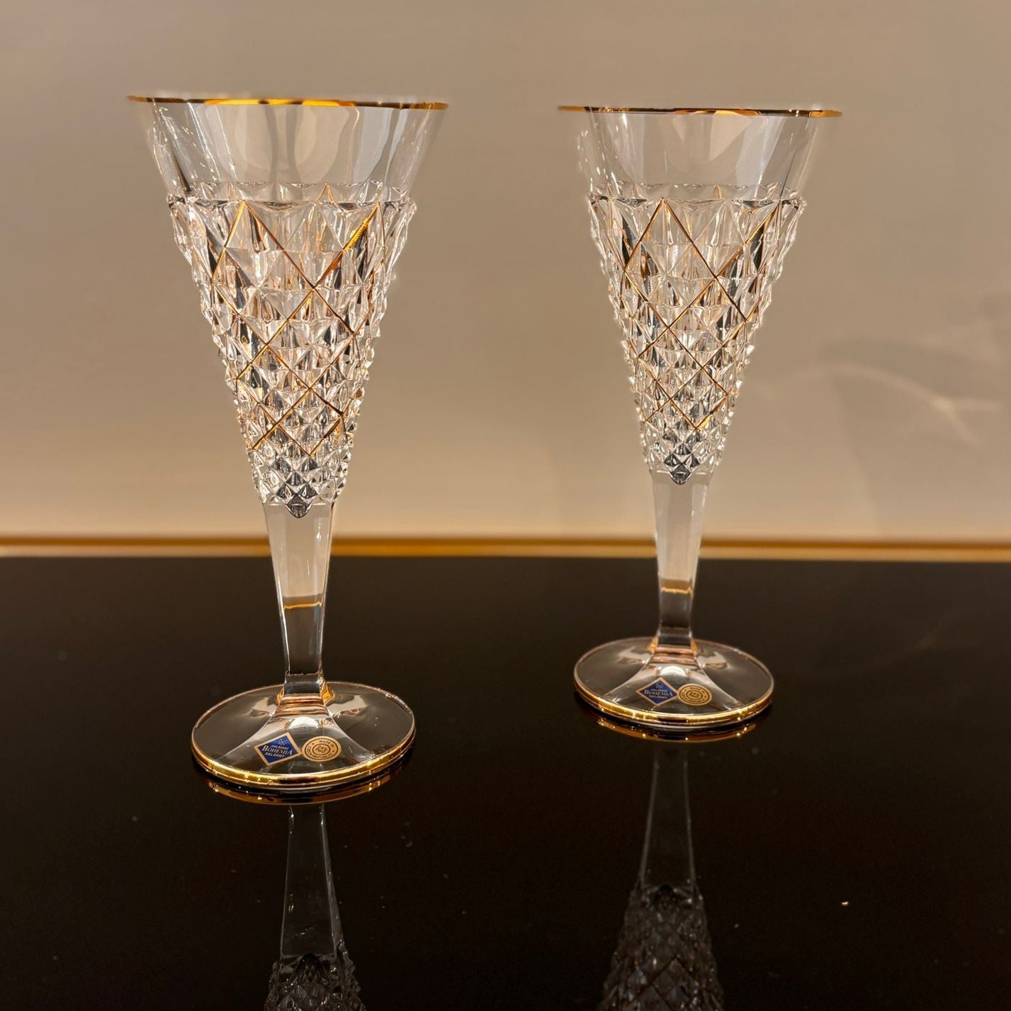 Set of 6 Chelsey Wine With Gold Web