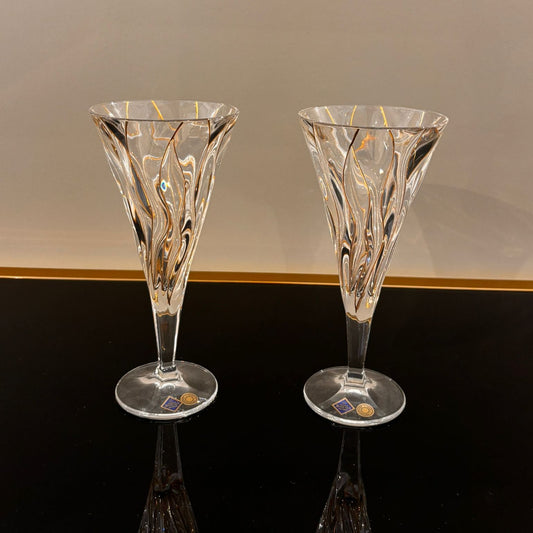 Set of 6 Bamboo Wine Glasses With Gold Lines
