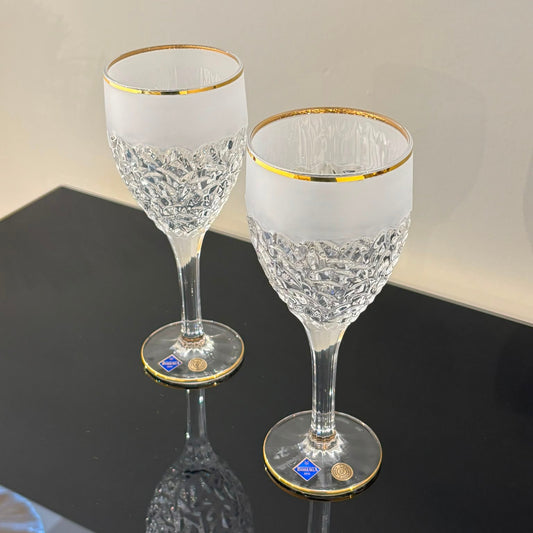Set Of 6 Nicolette Wine Glasses With Gold And Sprayed Mat