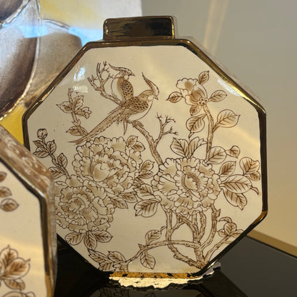 White & Gold Octagonal Vase