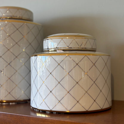 White & Gold Ginger Jar