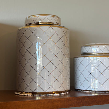 White & Gold Ginger Jar