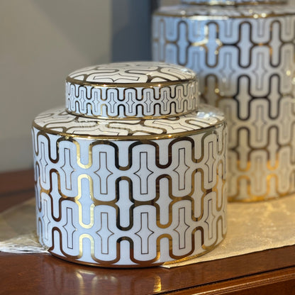 White & Gold Ginger Jar