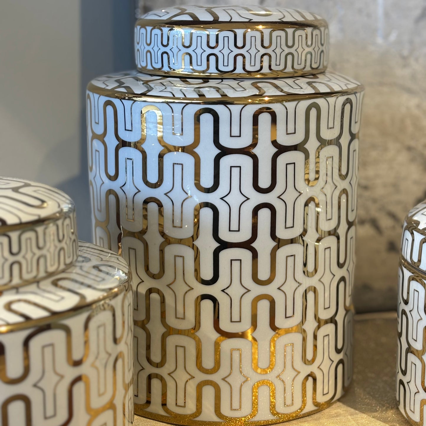 White & Gold Ginger Jar