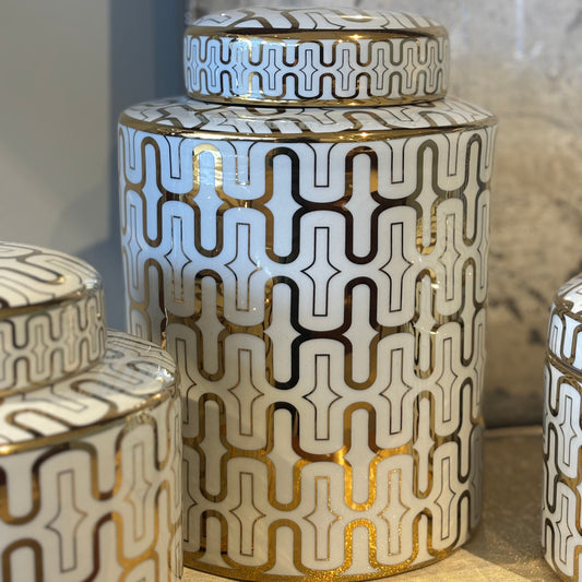 White & Gold Ginger Jar