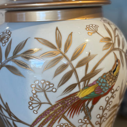 Tropical White & Gold Ginger Jar