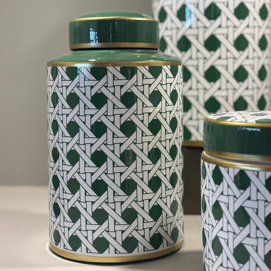 Green & White Ginger Jar