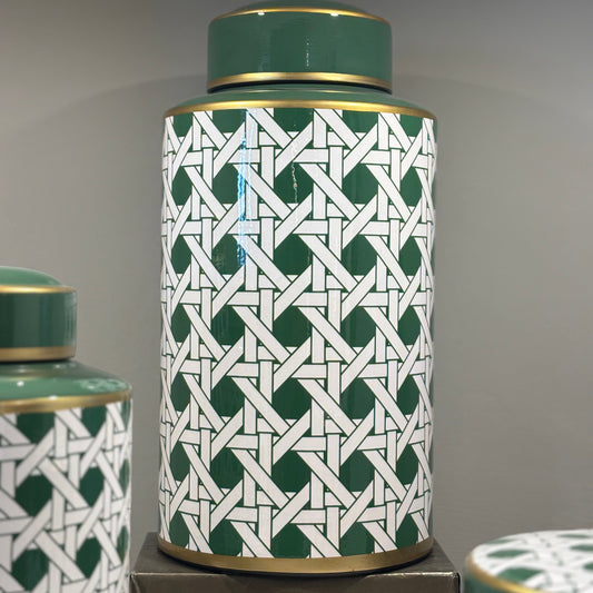 Green & White Ginger Jar
