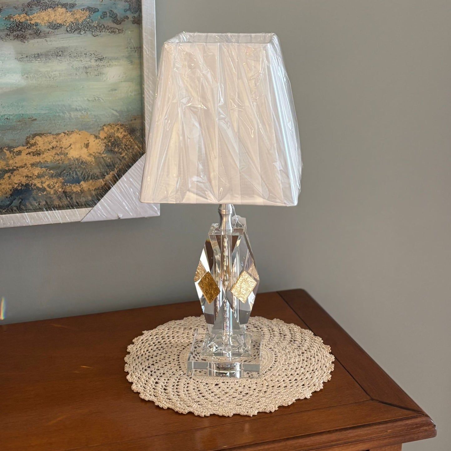 Decorative Crystal & Gold Accent Lamp