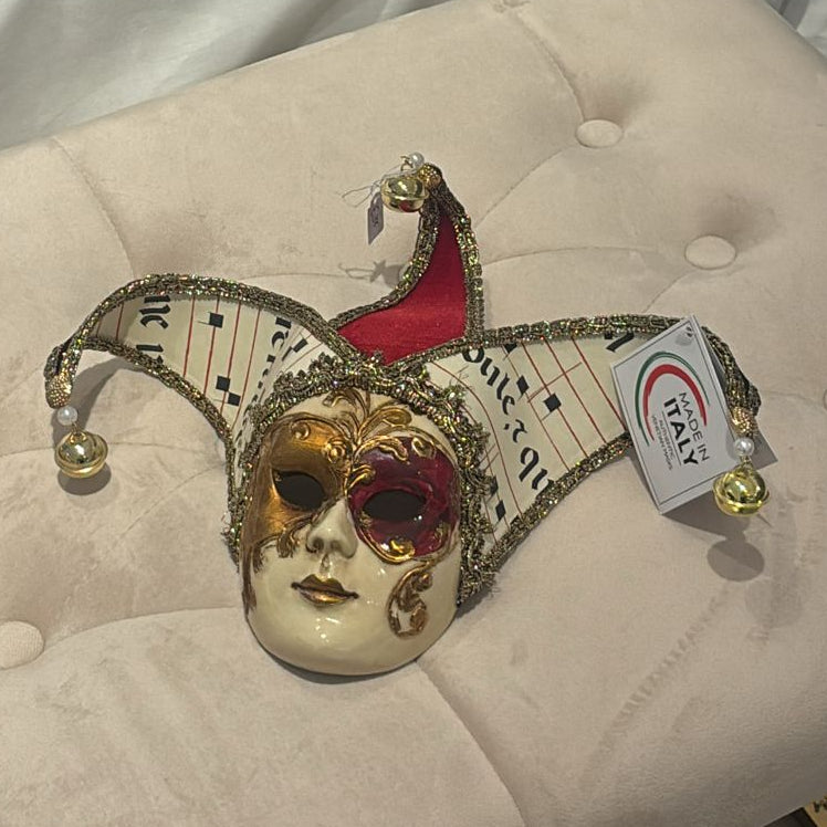 Venetian Mask Jolly In Ceramica - Foglia Oro