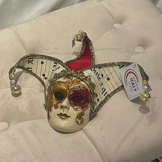 Venetian Mask Jolly In Ceramica - Foglia Oro