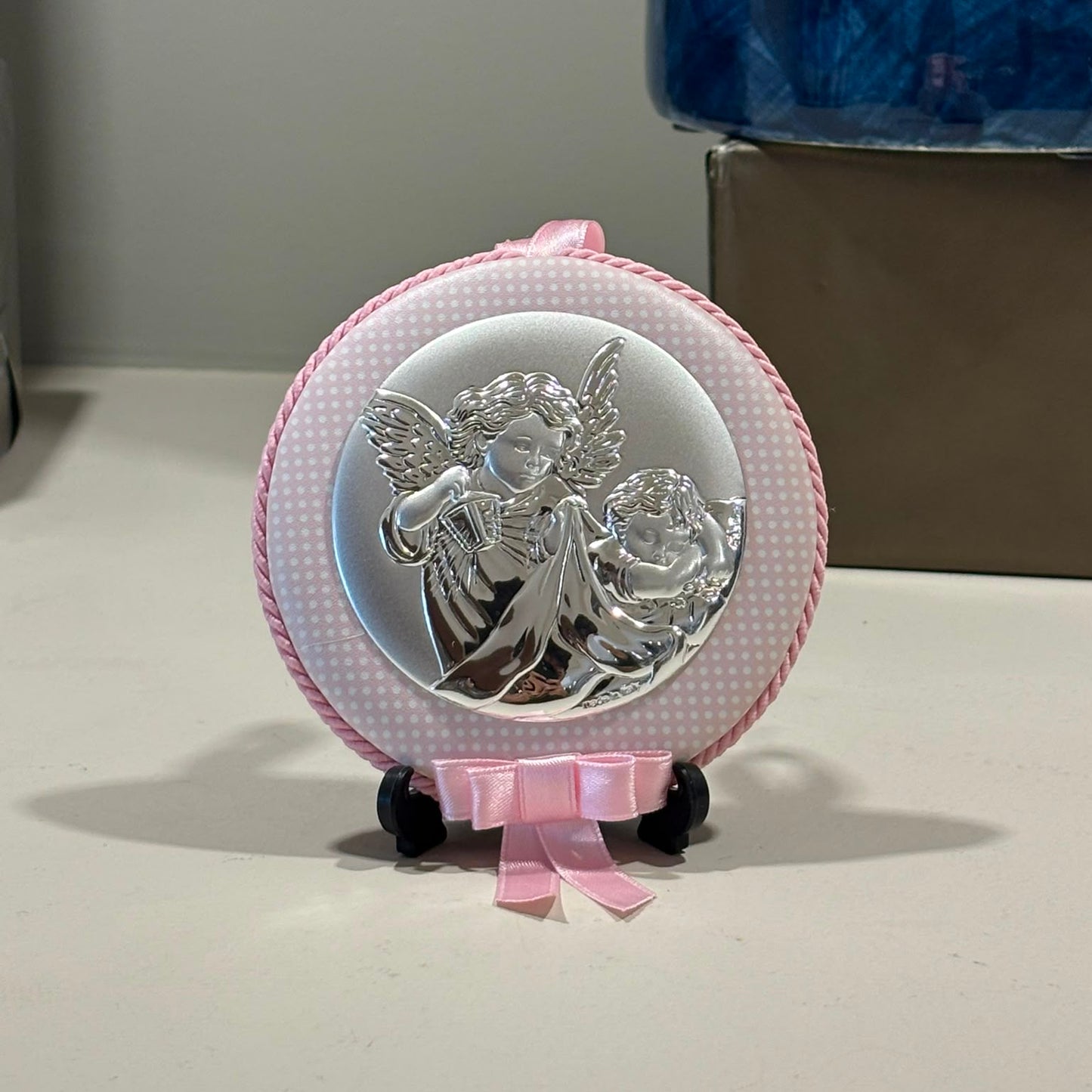 Musical Baptism Silver Icon In Pink