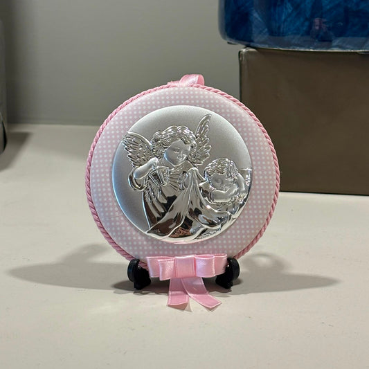 Musical Baptism Silver Icon In Pink