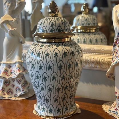 White & Green Ginger Jar