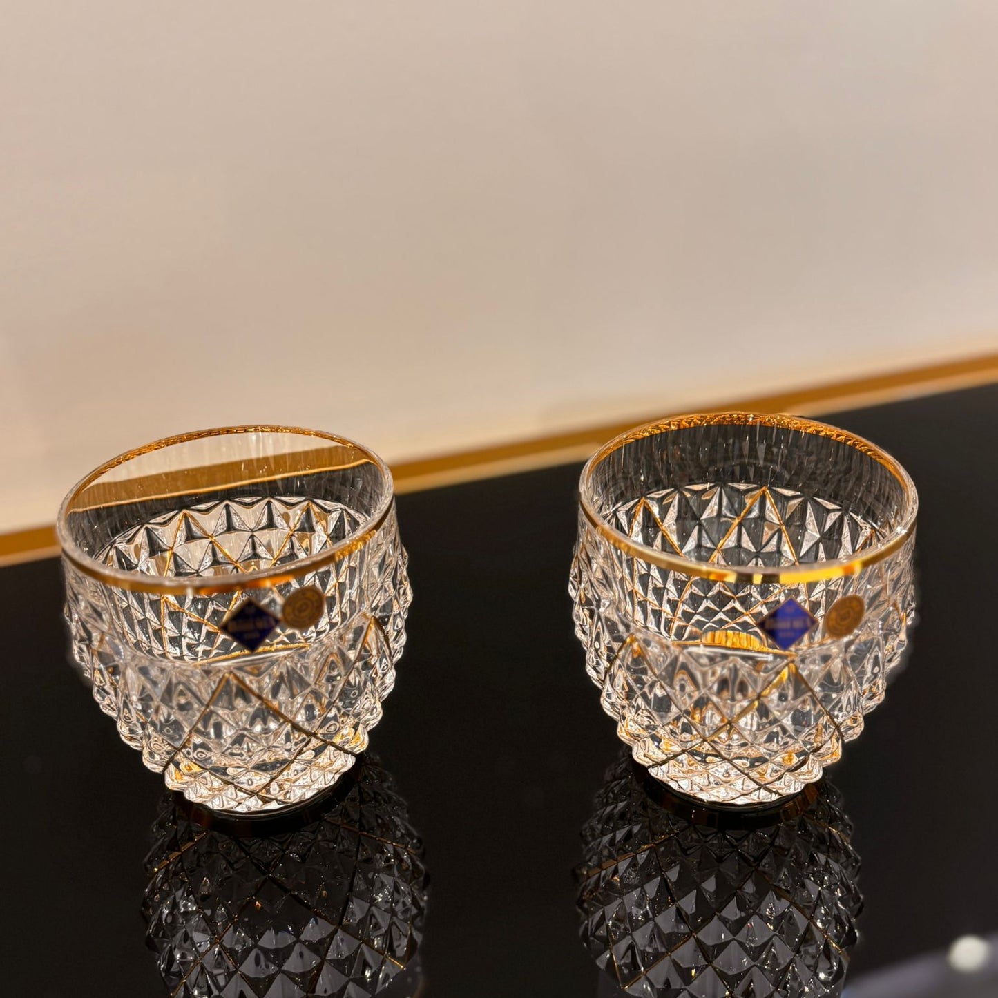Set of 6 Chelsey Whisky Glasses With Gold Web