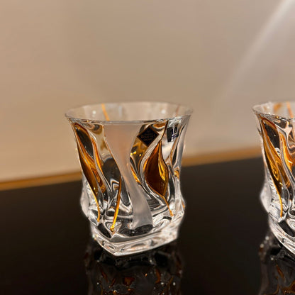 Set of 6 Bamboo Whisky Glasses Type 2 With Fond & Gold