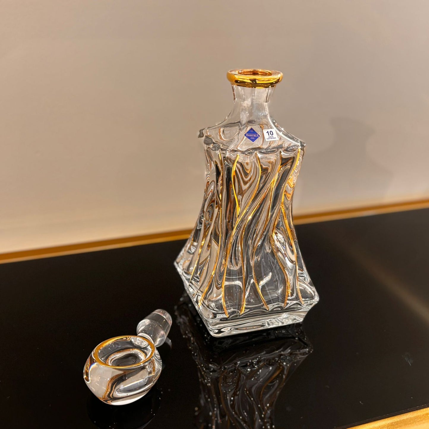 Bamboo Decanter With Gold Lines