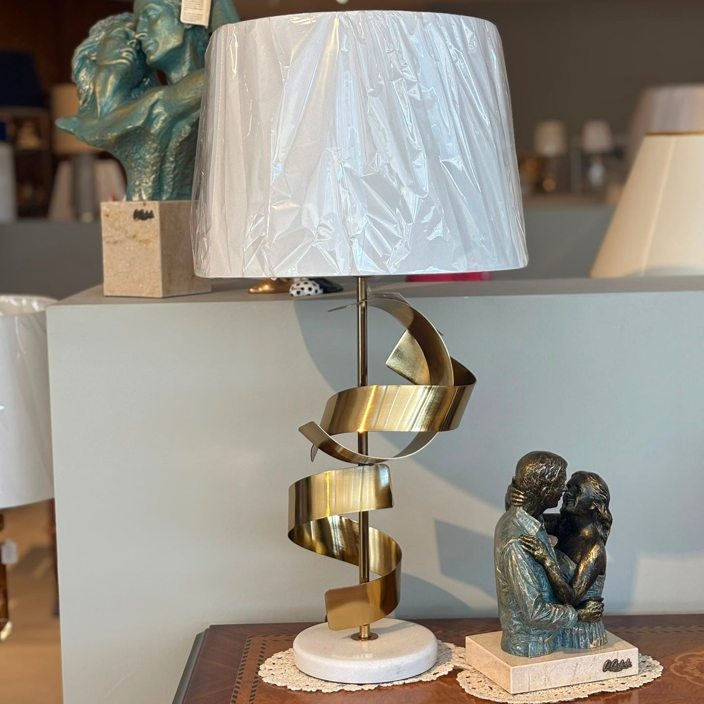 Brushed Gold And Marble Table Lamp