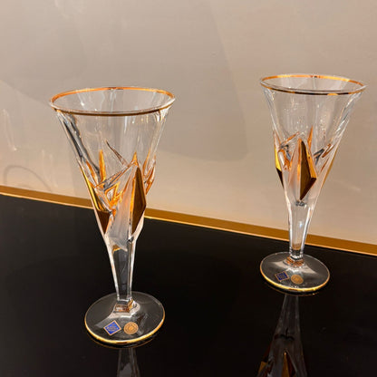 Set of 6 Princess Wine Glasses With Gold & Fond